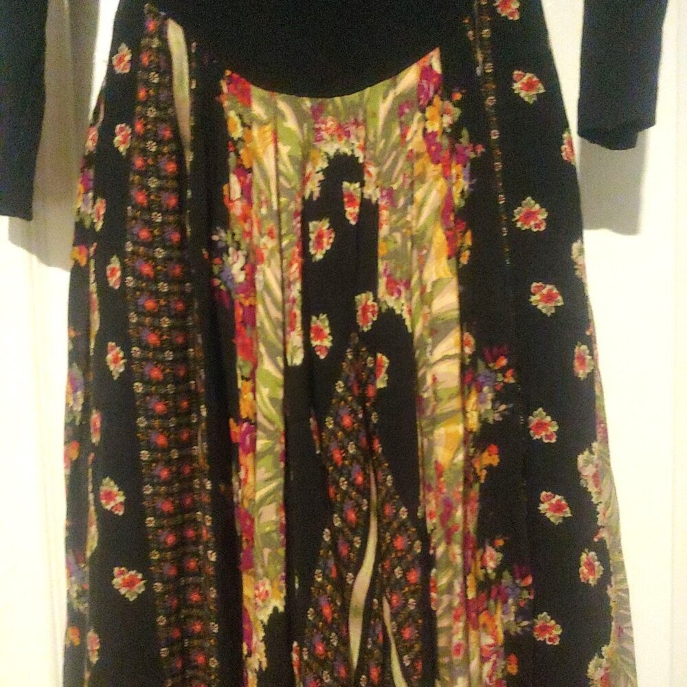 Karen Alexander Vintage L-Sleeve Drop Waist Cottage Core Floral Maxi Dress 14 - Picture 5 of 9